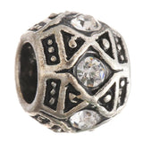 10pcs 10mm Tibetan Silver Crystal Charms Big Hole Beads