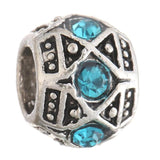 10pcs 10mm Tibetan Silver Crystal Charms Big Hole Beads