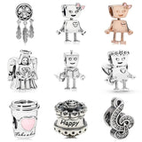 Vintage Floral Robot Dream Catcher Angel Music Note Charm Bracelet Bangle