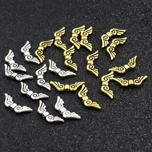 50pcs Mixed Wings Metal Spacers Beads For Jewelry Finding DIY Accessories