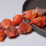 Natural Red Orange Agates Beads Freeform 7-8Pcs Minerals Nugget Gravel