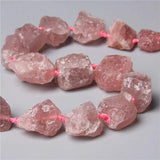 Pink Strawberry Quartz Nugget Beads Unpolished