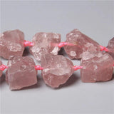 Pink Strawberry Quartz Nugget Beads Unpolished