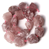 Pink Strawberry Quartz Nugget Beads Unpolished