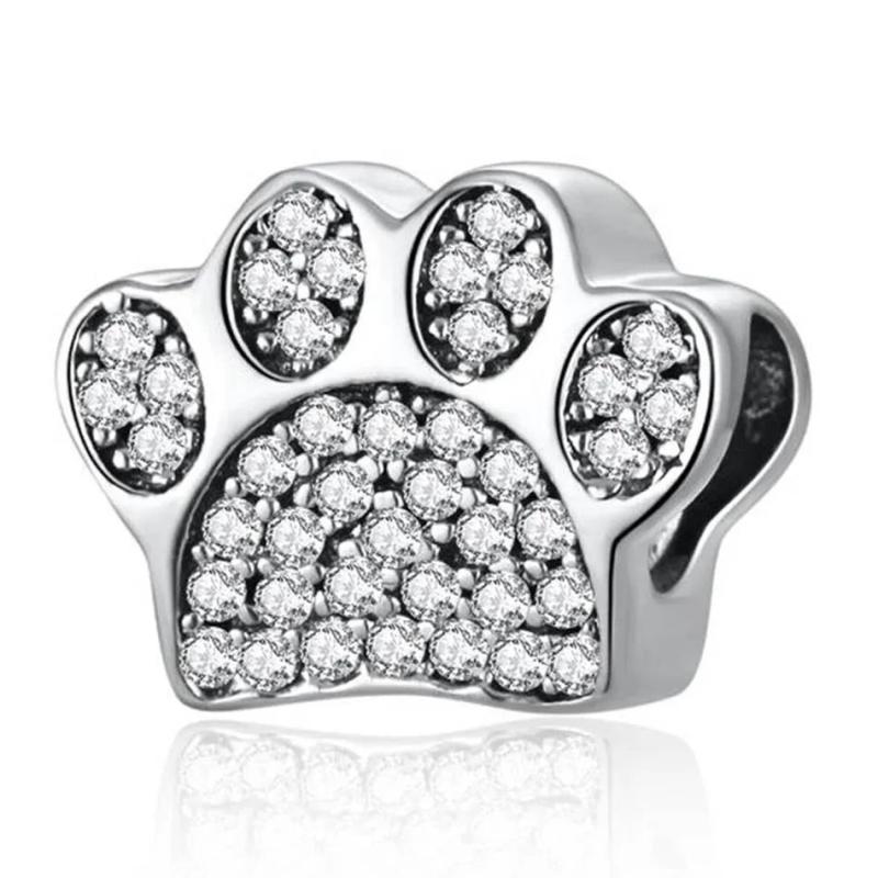 Crystal Charms Dog Paw Print Bracelet Bangle for Women