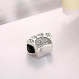 Crystal Charms Dog Paw Print Bracelet Bangle for Women