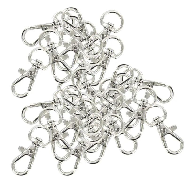 30pcs Swivel Carabiners Keychain Silver