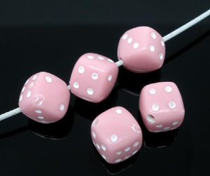 100Pcs Pink Opaque Acrylic Cube Spacer Beads 9x9mm