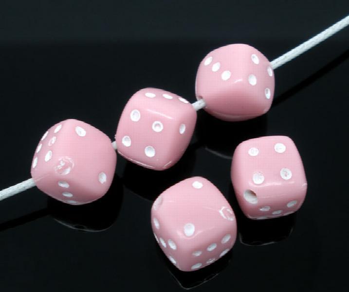 100Pcs Pink Opaque Acrylic Cube Spacer Beads 9x9mm