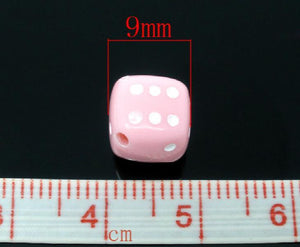 100Pcs Pink Opaque Acrylic Cube Spacer Beads 9x9mm