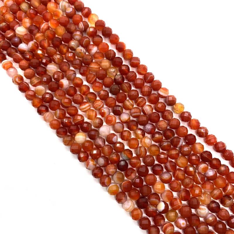 Red Striped Agate Faceted Beads 6mm for DIY Jewelry Making