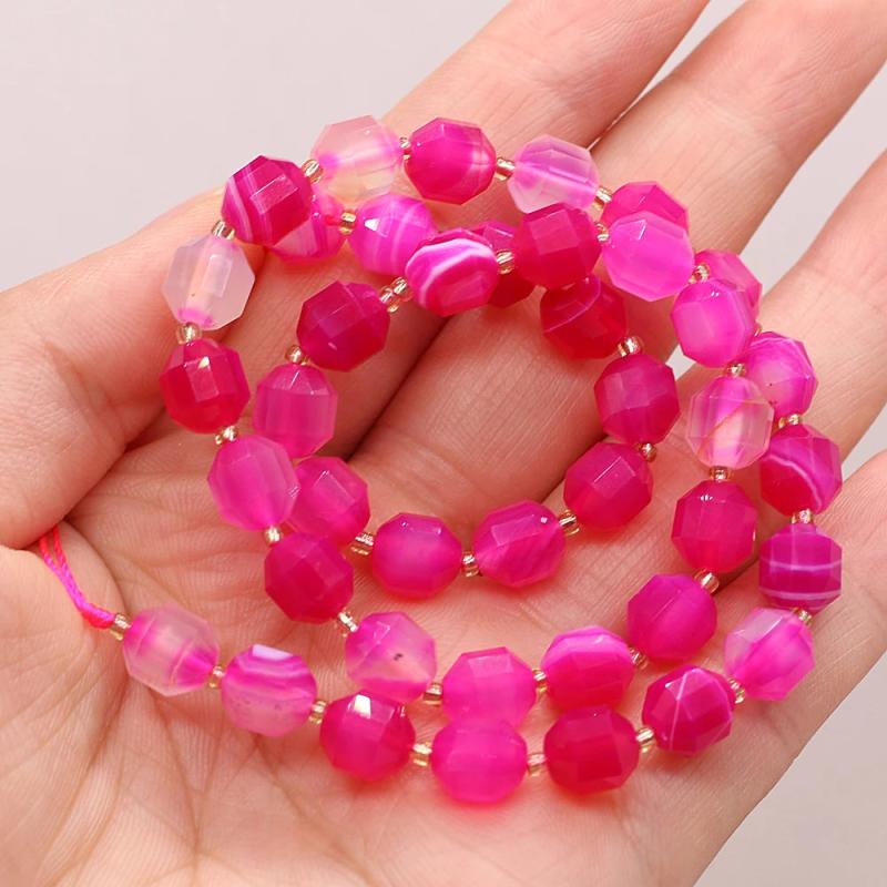 8mm Red Agate Roundle Faceted Spacer Beads for Jewelry Making