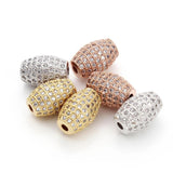 2pcs Oval 8x11mm Copper Rhinestone Pave Beads for DIY Jewelry Making
