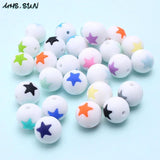 10pcs Silicone Beads Round Star Teething Toys DIY Baby Necklace Teether