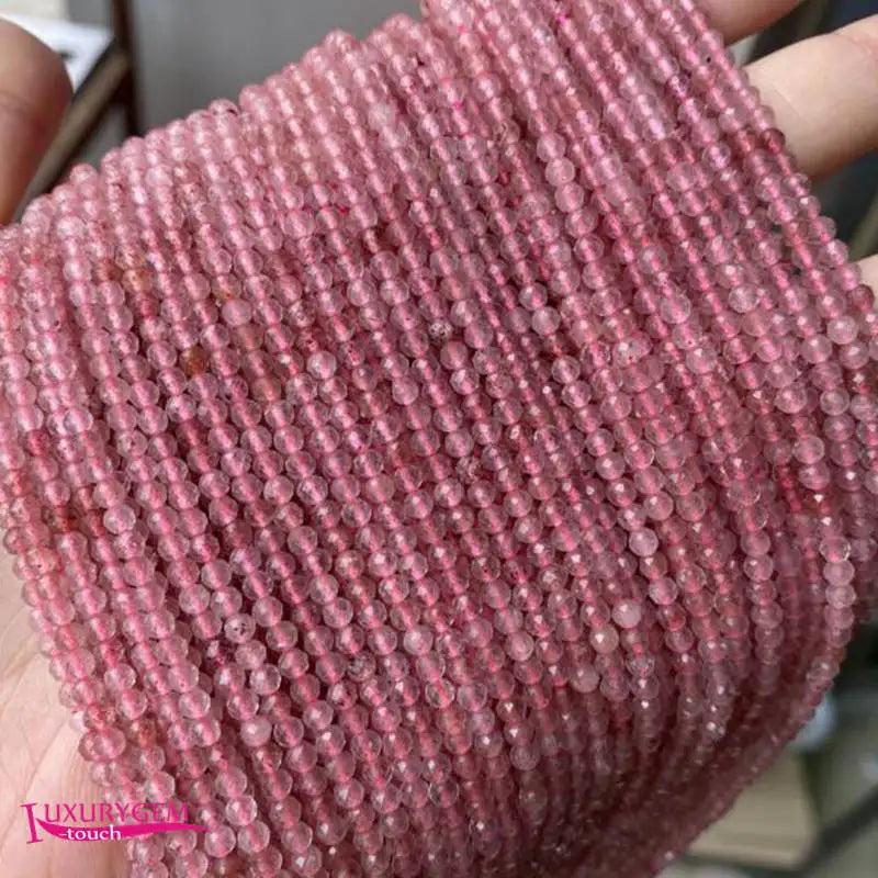 Strawberry Crystal Stone Beads 3mm Round Shape DIY Jewelry Accessories