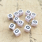100PCS 10*10MM Square Acrylic Letter Beads for Bracelet Jewelry