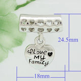 Happy Family Life Dangle Heart Charm Bracelet Love European Bead