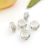 20pcs Silver Rhinestone Rose KC Bracelet Charm Spacer Beads
