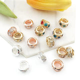 20pcs Silver Rhinestone Rose KC Bracelet Charm Spacer Beads