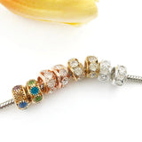 20pcs Silver Rhinestone Rose KC Bracelet Charm Spacer Beads