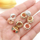 20pcs Silver Rhinestone Rose KC Bracelet Charm Spacer Beads