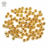 LINSOIR 50pcs Round Copper Beads 4-6mm Spacer Loose Beads for DIY Bracelets