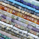 Square Shape Mix Natural Stone Beads for Jewelry Making DIY