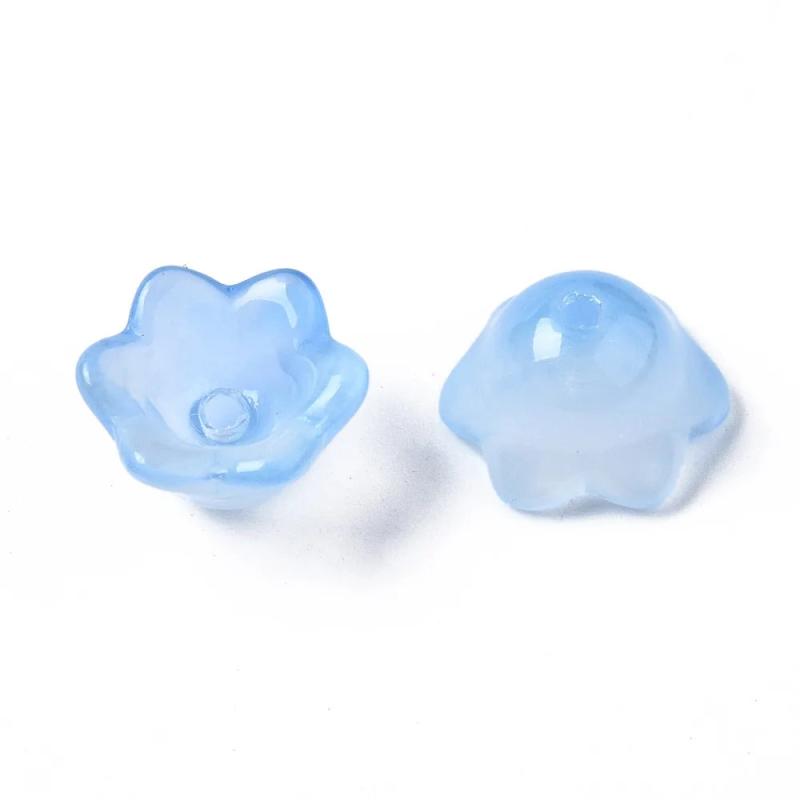 100pcs Two Tone Glass Flower Beads for Jewelry Making