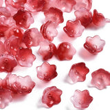 100pcs Two Tone Glass Flower Beads for Jewelry Making