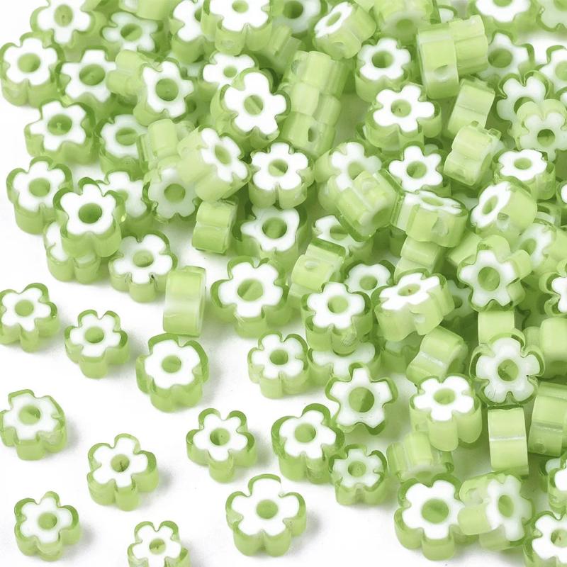 10Pcs 5~7mm Flower Shape Glass Beads for Jewelry Making DIY Bracelets