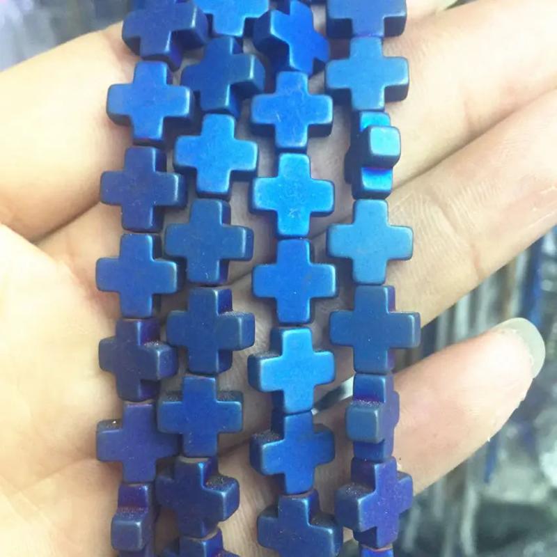 Natural Hematite Cross Shape Spacer Beads 15inch