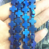 Natural Hematite Cross Shape Spacer Beads 15inch