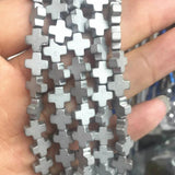 Natural Hematite Cross Shape Spacer Beads 15inch