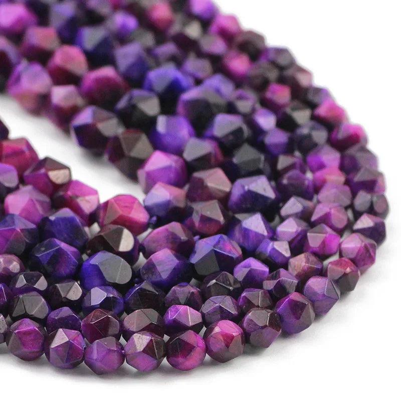 Purple Tiger's Eye Stone Beads 6/8MM DIY Jewelry Making Bracelet Necklace