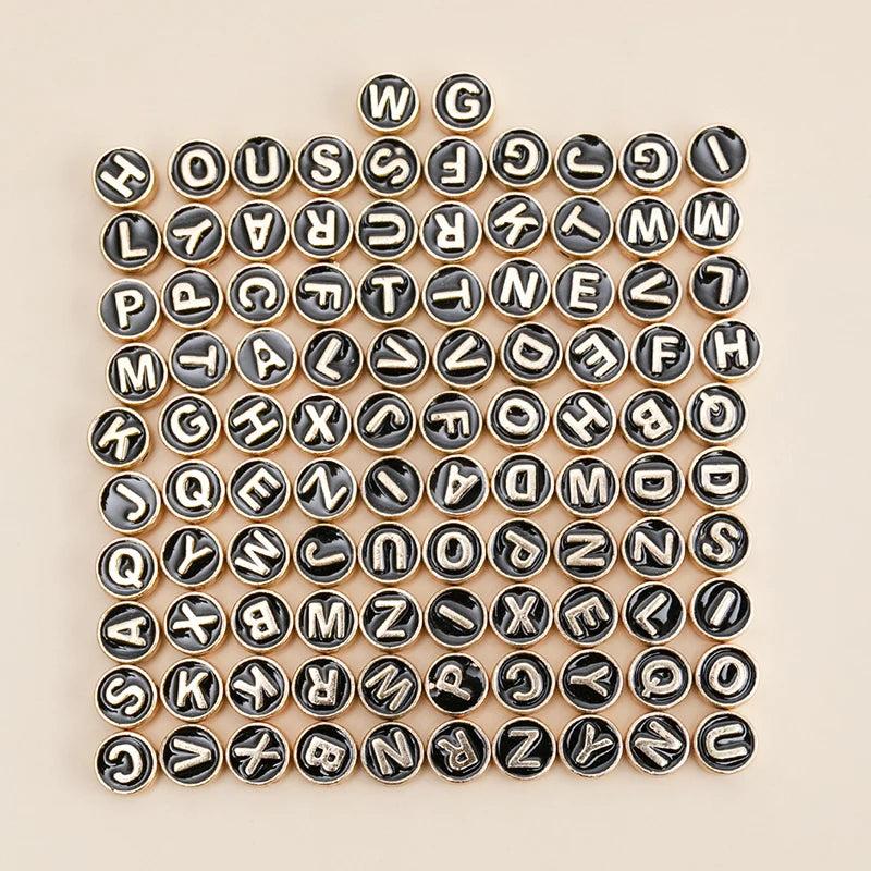 50pcs 8mm Mixed Letter Spacer Beads DIY Jewelry Making Accessory