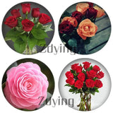 5pcs Colorful Flower Rose Glass Cabochons Jewelry Making Supplies FW002