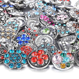 10pcs/lot 18mm Snap Jewelry Mix Many Styles Metal Snap Buttons Rhinestone Snaps