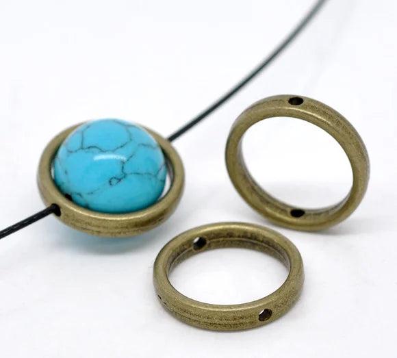 30 Bronze Circle Bead Frames 18mm Jewelry Making Supplies