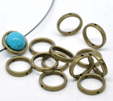 30 Bronze Circle Bead Frames 18mm Jewelry Making Supplies