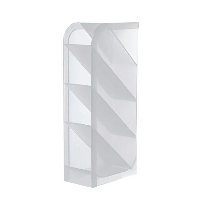4-Grid Desktop Pen Holder Office School Storage Case Clear