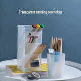 4-Grid Desktop Pen Holder Office School Storage Case Clear