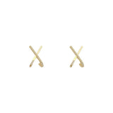 Korea's Cross-Cut Copper Zircon Earrings for Women