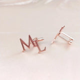 Tangula Initials Cufflinks for Men, Silver Finish