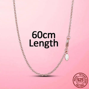 925 Silver Cable Chain Necklace Rose Jewelry