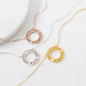 Round Hollow Nameplate 1-3 Name Necklace Men Women Silver Personalized Jewelry