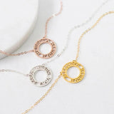 Round Hollow Nameplate 1-3 Name Necklace Men Women Silver Personalized Jewelry