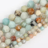 Faceted Amazonite Stone Beads Round Loose Beads DIY Jewelry Making 6/8/10MM