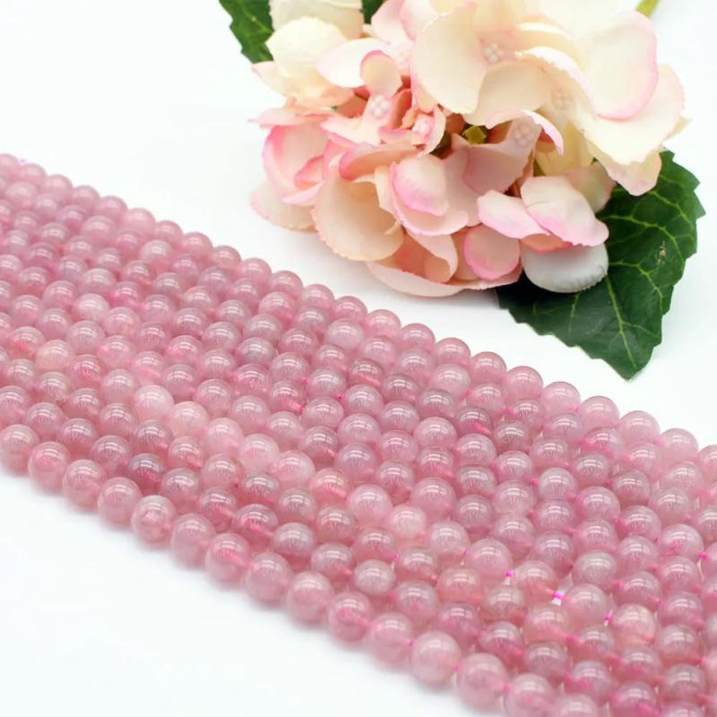 Meihan Natural 8mm 10mm Pink Quartz Crystal Beads for DIY Jewelry Making