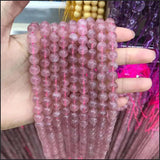 Meihan Natural 8mm 10mm Pink Quartz Crystal Beads for DIY Jewelry Making