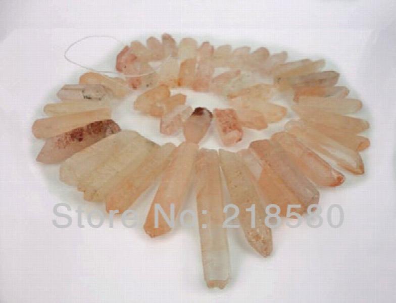 Strawberry Quartz Point Spike Beads Full Strand